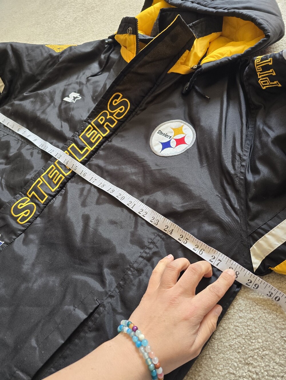 Vintage Starter NFL Pro Line Pittsburgh Steelers Hooded Puffer Jacket XL Rare - Picture 11 of 16